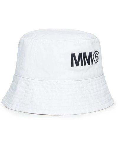 MM6 by Maison Martin Margiela Weißer bucket hat mit logo-druck