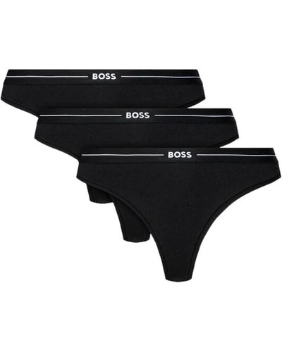 BOSS Conjunto 3p tanga negro algodón elástico logo cintura