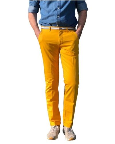 Mason's Pantaloni chino slim fit in cotone elasticizzato - Giallo