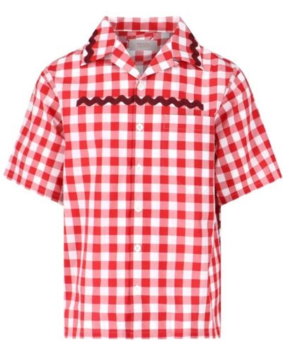 Prada Kariertes hemd für männer - Rot