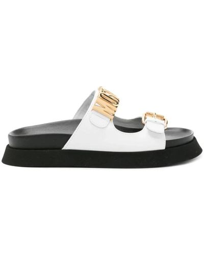 Moschino Weiße verstellbare sandalen mit logo - Schwarz