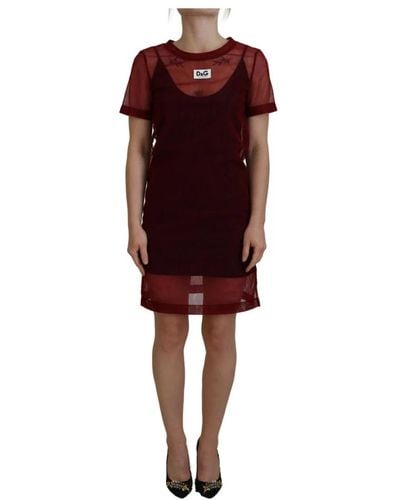 Dolce & Gabbana Luxuriöses maroon shift mini kleid - Rot
