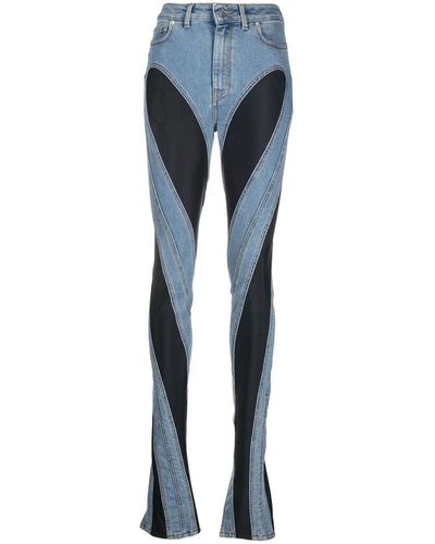 Mugler Bootcut-Jeans mit Einsätzen - Blau