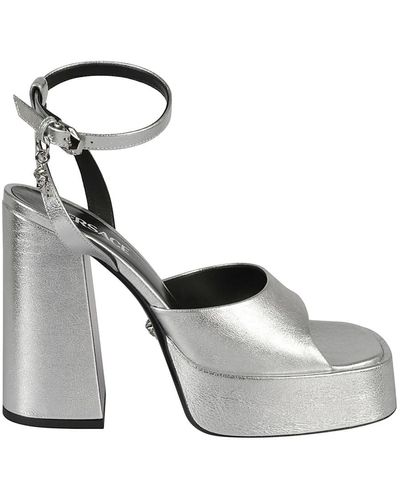 Versace Silber-palladium sandalen mit medusa head motiv - Grau