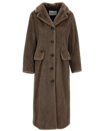 Stand Studio Single-Breasted Coats - Brown