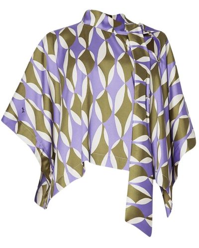 Liu Jo Bluse mit geometrischem muster und kimono-ärmeln,geometrische print kimono ärmel bluse - Blau
