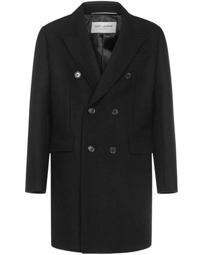 Saint Laurent Double-Breasted Coats - Black