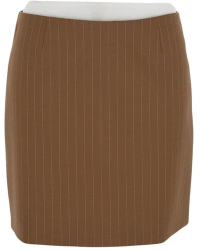 Semicouture Pinstripe mini falda - Marrón