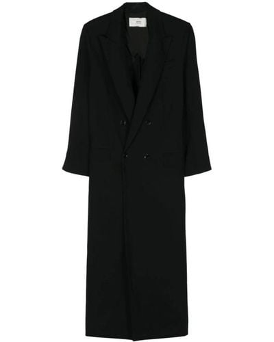 Ami Paris Double-Breasted Coats - Black