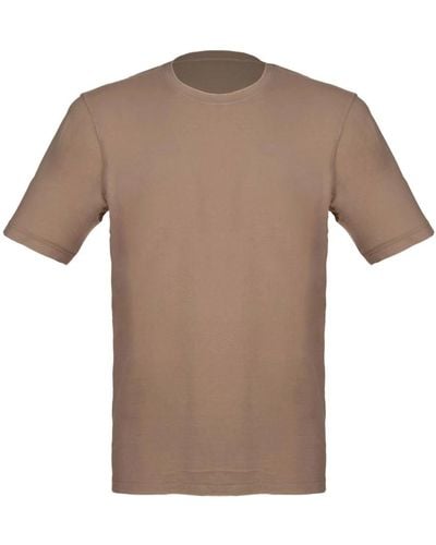 Gran Sasso Nocciola crepe cotone t-shirt con aperture laterali - Marrone