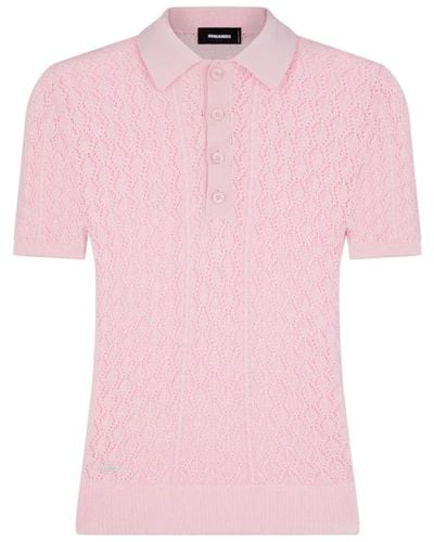 DSquared² Lila pointelle-strick polo pullover - Pink