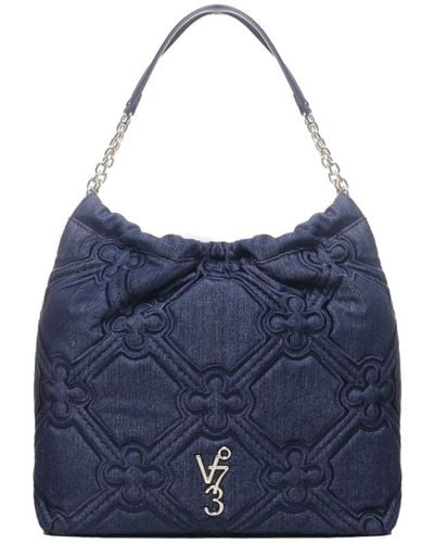 V73 Denim einkaufstasche mit stickerei - Blau