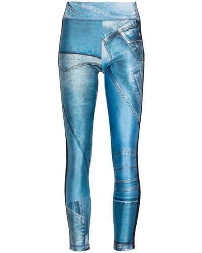 Versace Patch denim leggings - Blu