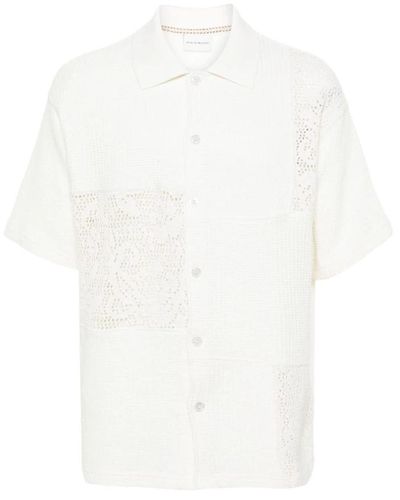 Drole de Monsieur Cremefarbenes patchwork hemd,creme patchwork hemden - Weiß