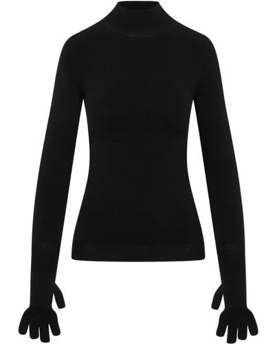 Balenciaga Schwarzer tech fabric pullover mit handschuhen