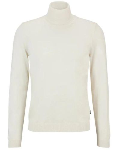BOSS Slim-fit Rollneck Sweater - White