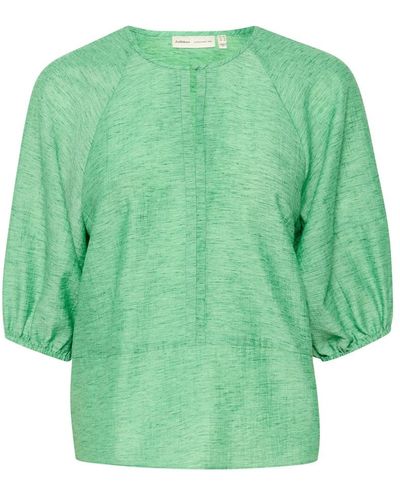 Inwear Blusa verde esmeralda con mangas medias