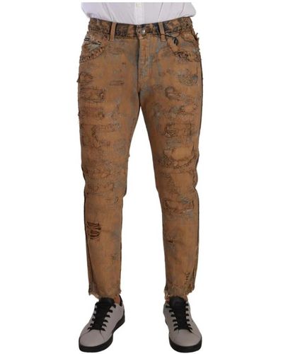Dolce & Gabbana Jeans denim pantaloni strappati - Marrone