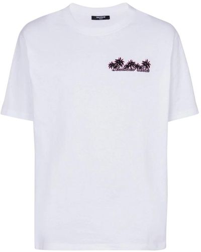 Balmain Club signature bedrucktes t-shirt - Weiß