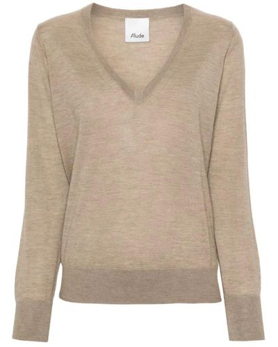 Allude V-Neck Knitwear - Natural