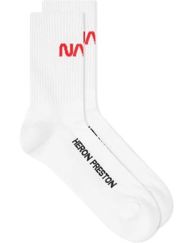 Heron Preston Nasa -Logo lange Socken - Weiß