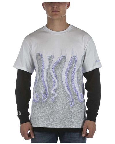 Octopus T-shirt milan l/s bianco nero - Grigio