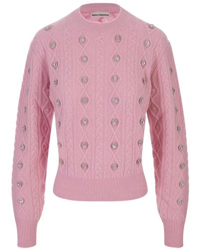 Rabanne Suéter rosa con cristales
