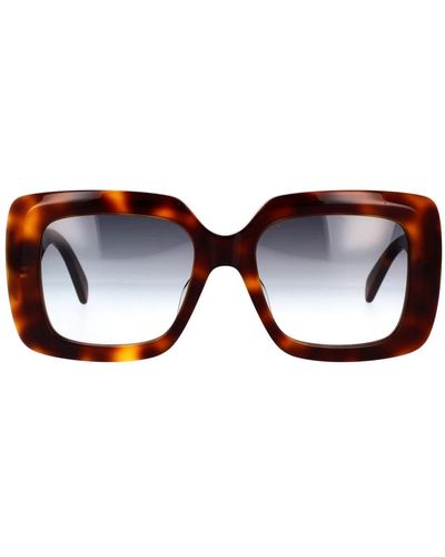 Celine Rechteckige sonnenbrille mit schildpattmuster und verlaufsgläsern - Braun