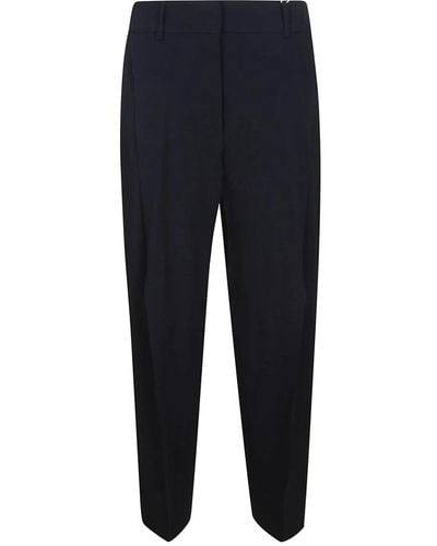 Incotex Pantalones suaves de cintura alta con pliegues - Azul