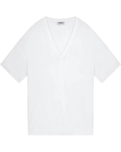 Dondup T-shirt in jersey con scollo a v - Bianco