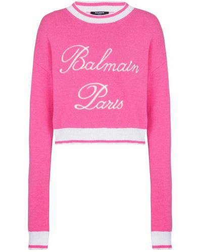 Balmain Round-Neck Knitwear - Pink