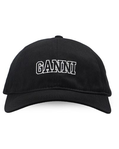 Ganni Baseballkappe mit logo - Schwarz
