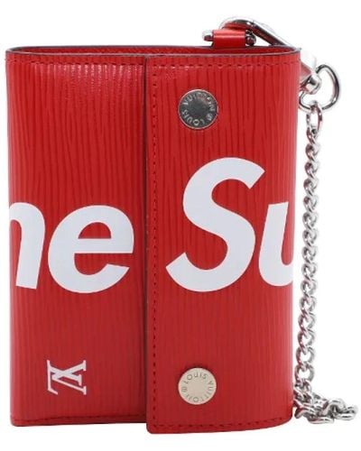 Louis Vuitton Portafoglio in pelle rossa supreme chain wallet epi - Rosso