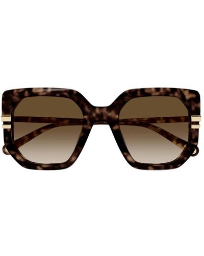 Chloé Quadratische oversize-sonnenbrille mit goldakzenten - Braun