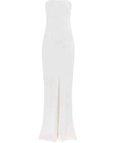Norma Kamali Long satin crepe dress - Bianco