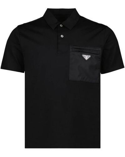 Prada Klassisches polo shirt mit metall-logo - Schwarz