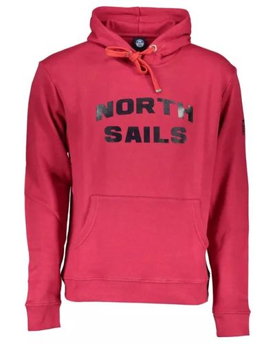 North Sails Roter baumwoll-hoodie mit druck