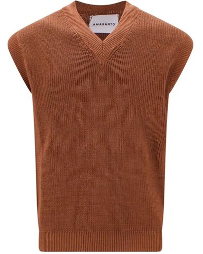Amaranto Sleeveless Knitwear - Brown