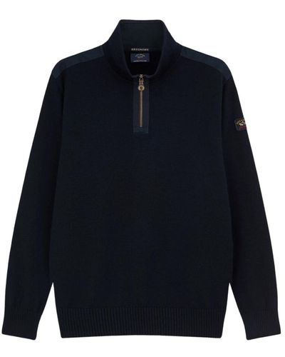 Paul & Shark Zip-through Sweatshirt mit technischen Stoffeinsätzen - Blau