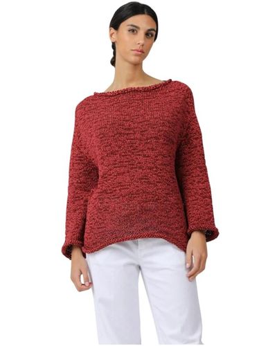 Alpha Studio Knitwear > round-neck knitwear - Rouge
