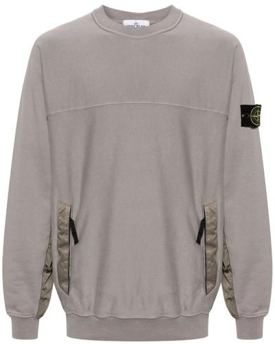Stone Island Sweatshirt mit panel und kompassabzeichen - Grau