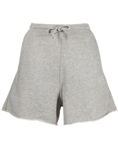 Ganni Shorts grises con logo bordado