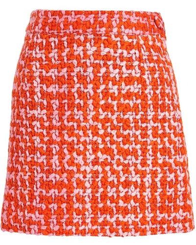 Essentiel Antwerp Enorme gonna mini in tweed di lana arancione - Rosso