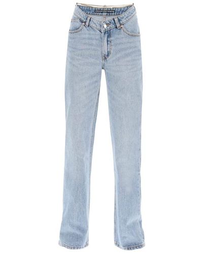 Alexander Wang Jeans mit asymmetrischem bund und ketten-detail - Blau