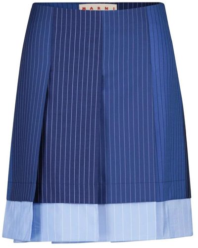 Marni Falda mini de lana a rayas - Azul