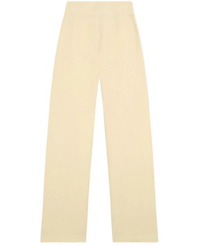 Cortana Pantalones de talle alto de lino y lana virgen - Neutro