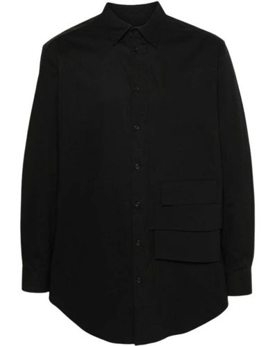 Y-3 Schwarzes hemd mit tasche und kragen