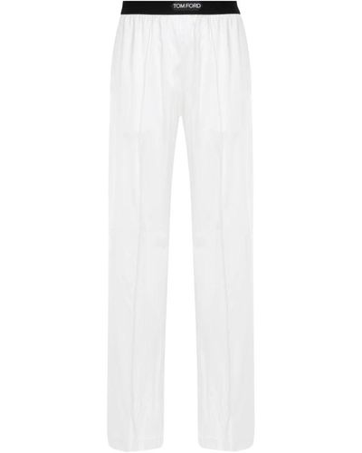 Tom Ford Pantaloni pigiama in seta satinata nude neutrals - Bianco