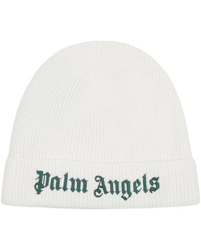 Palm Angels Logo beanie bianco verde