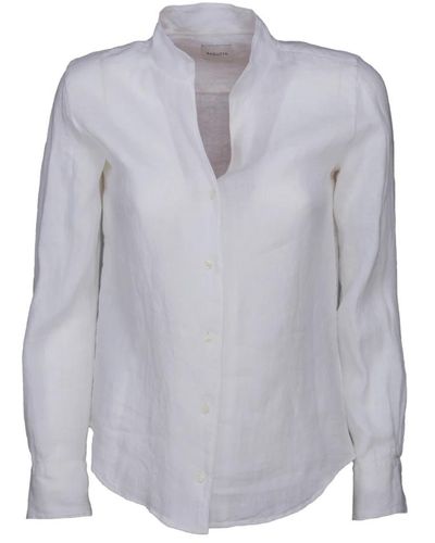 Bagutta Camisa de lino con cuello coreano - Gris
